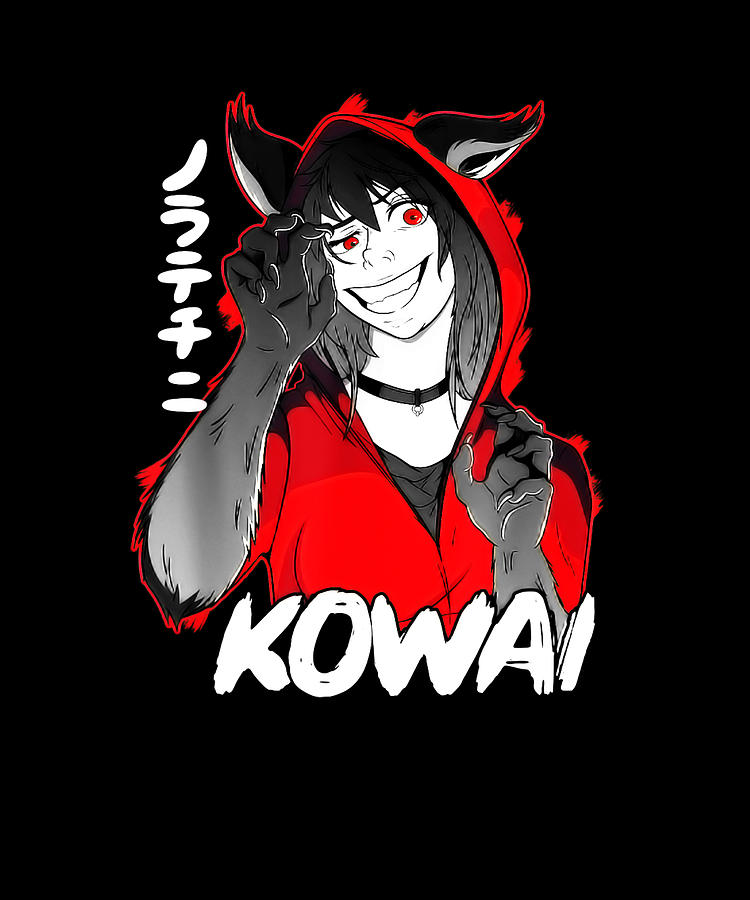 Yandere girl Anime waifu material werewolf Red Digital Art by Mark Rimar