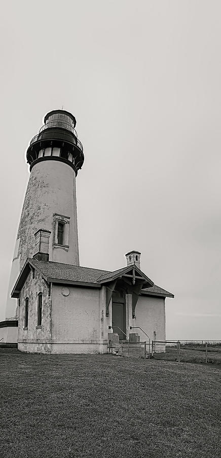 Yaquina Head Lighthouse in BW Photograph by Cathy Anderson