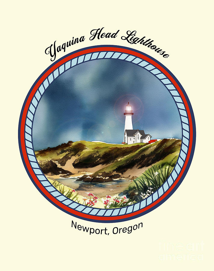 Lighthouse Digital Art - Yaquina Head Lighthouse Newport Oregon by Two Hivelys