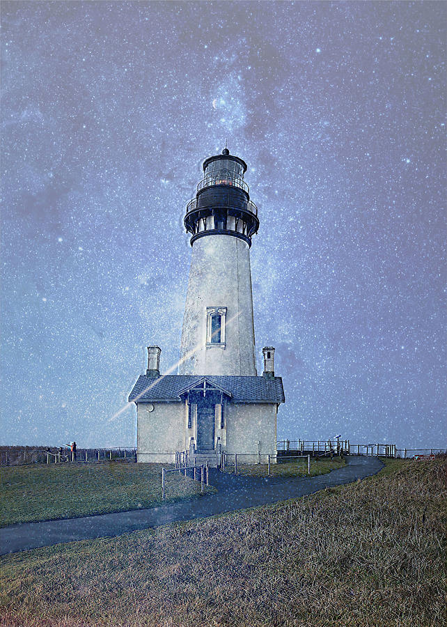 Yaquina Head Lighthouse Starlight Photograph by Cathy Anderson