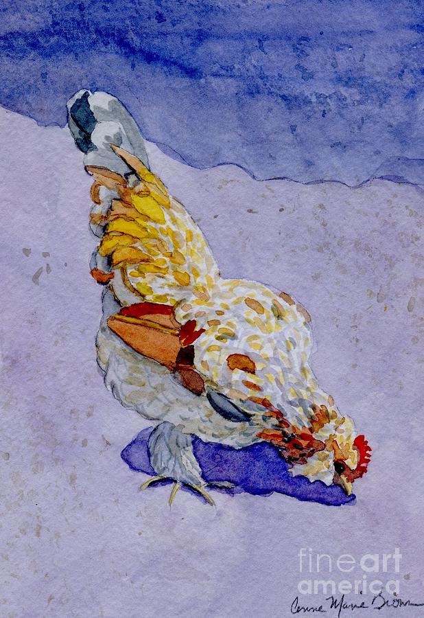 Yard Chicken Painting by Anne Marie Brown