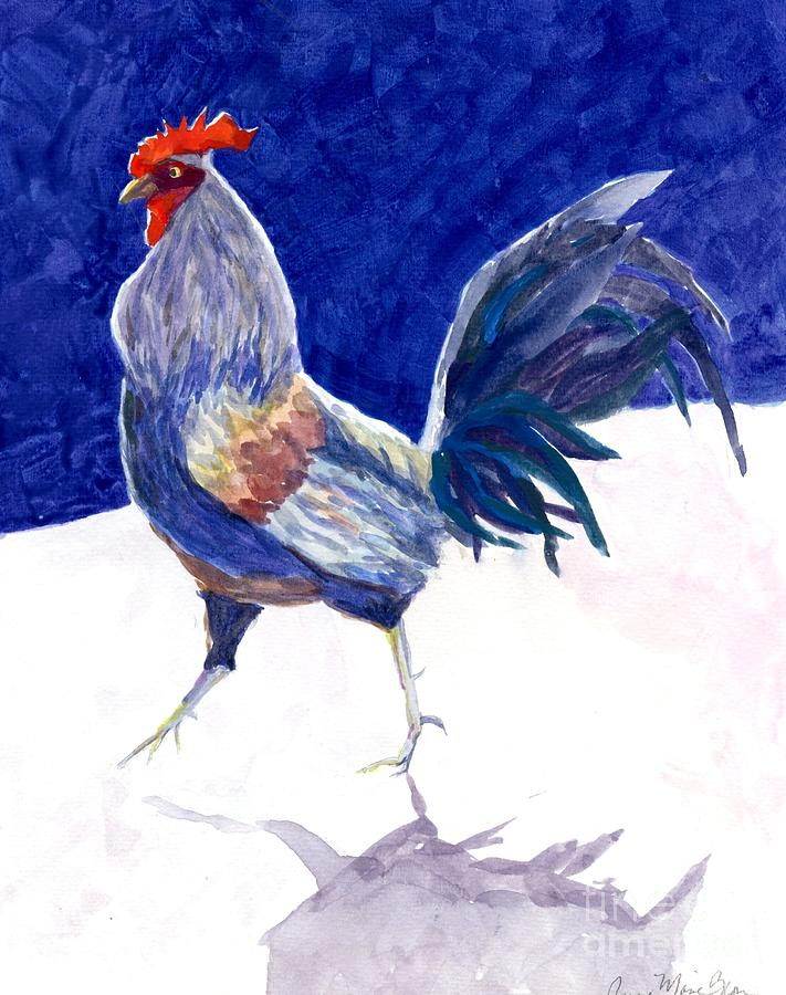 Yard Rooster Painting by Anne Marie Brown