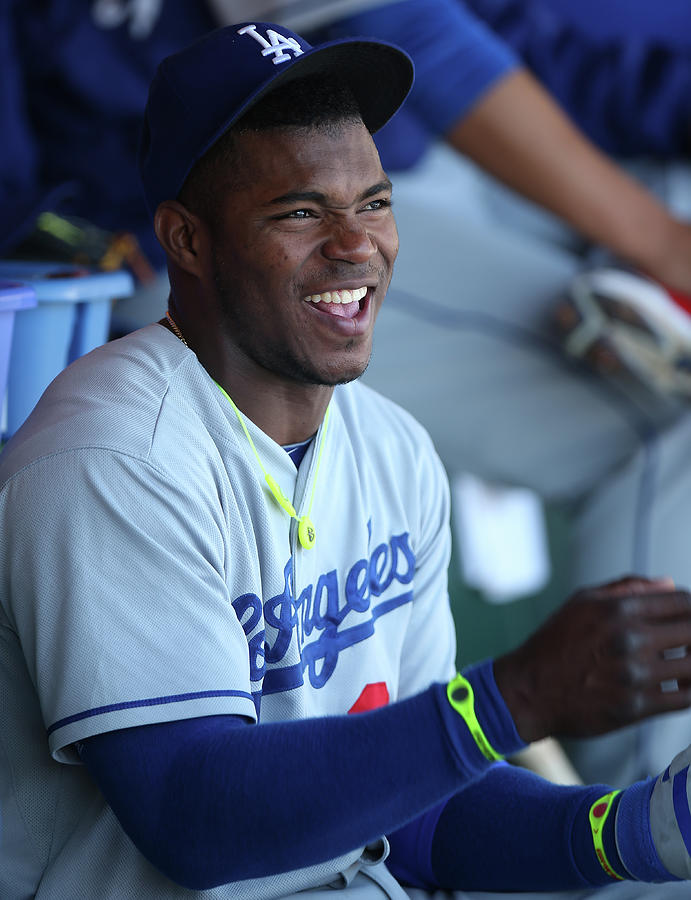 Yasiel Puig Photograph by Brad Mangin Yasiel Puig Photograph by Brad Mangin