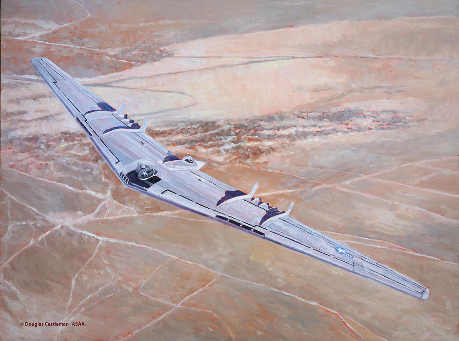 YB-49 Over Muroc Painting by Douglas Castleman