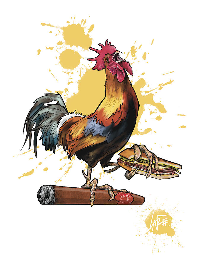 Tampa Drawing - Ybor City Rooster by John LaFree