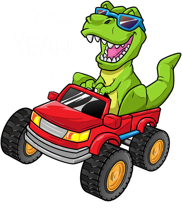 Yeah Trex Monster Truck Birthday Boy Saur 80s Painting By Ellis Frank 