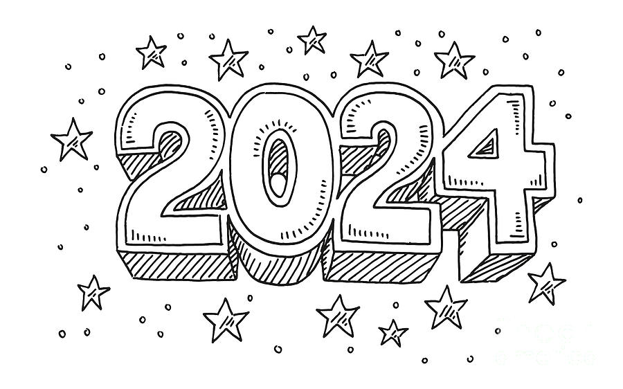 Year 2024 Text Stars Drawing Drawing By Frank Ramspott Pixels   Year 2024 Text Stars Drawing Frank Ramspott 