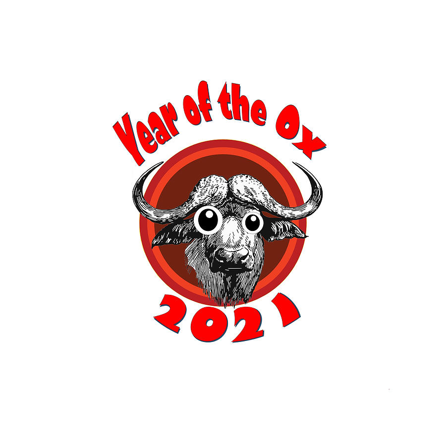 Year of the Ox 2 Googly Eye Transparent Background Digital Art by Ali Baucom