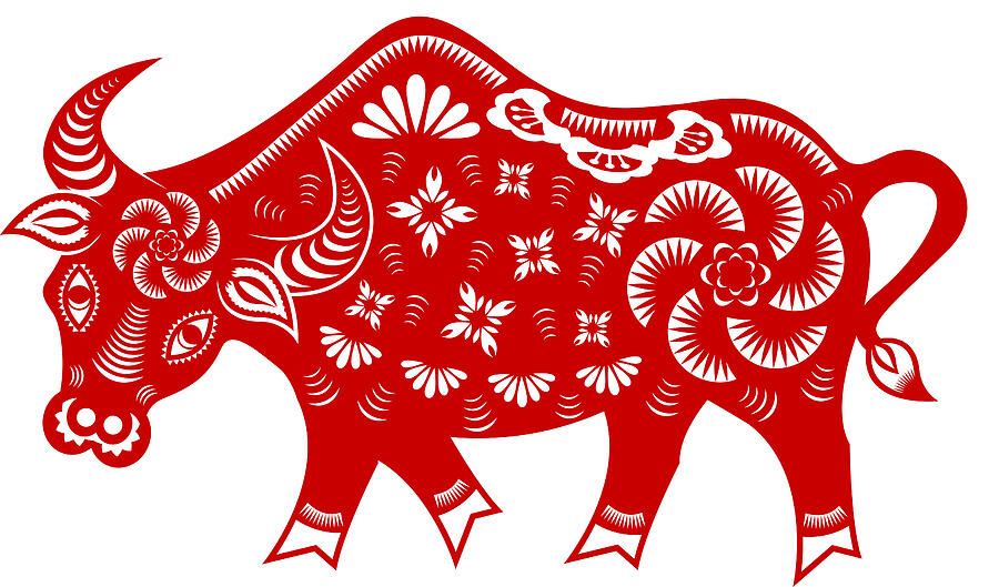 Year of The Ox Paper-cut Art Drawing by Exxorian