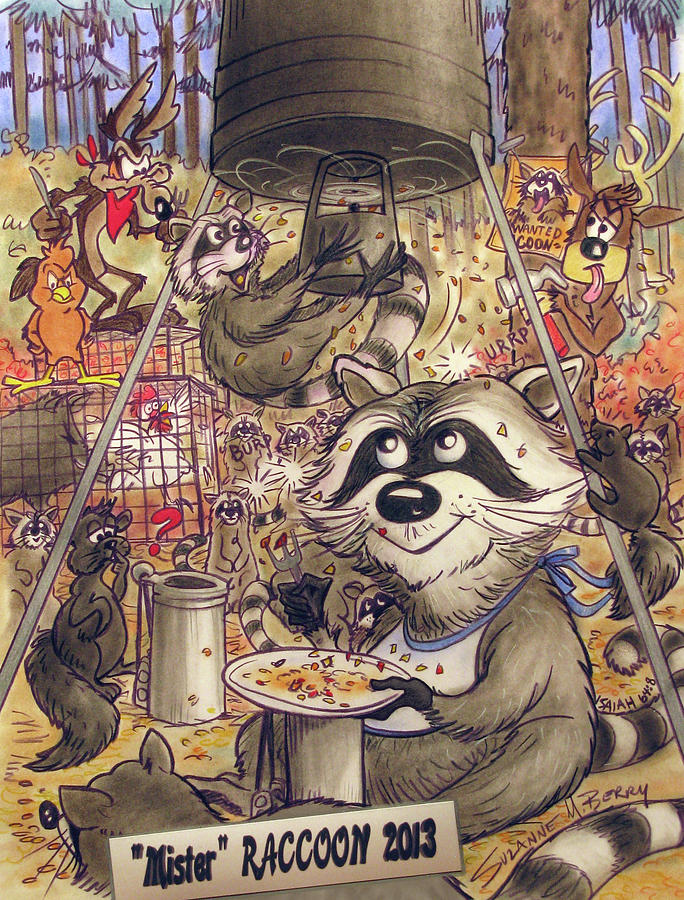 Year of the Raccoon Mixed Media by Suzanne Morell Berry - Fine Art America