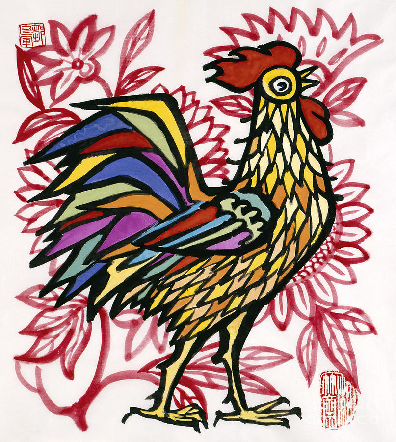 Year Of The Rooster Painting by Zou Jianjun
