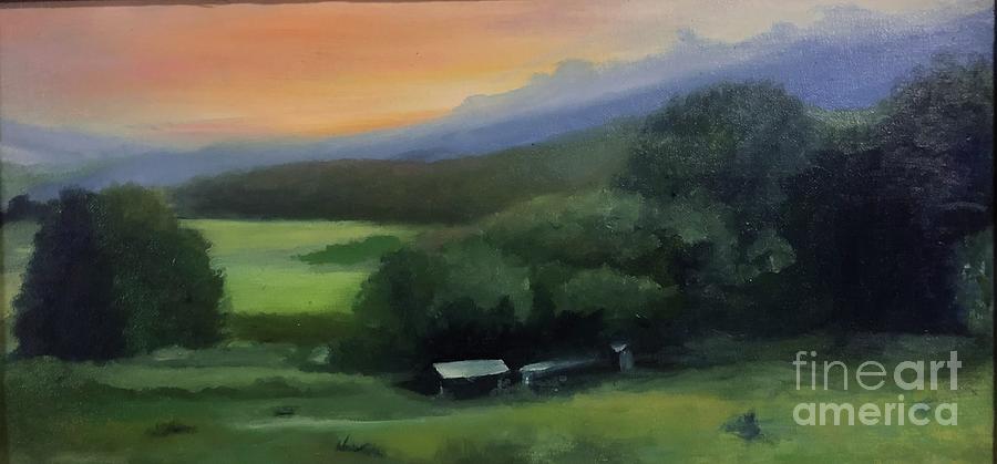Yeareys Sunset Steelville Missouri  Painting by Manuela Woolsey