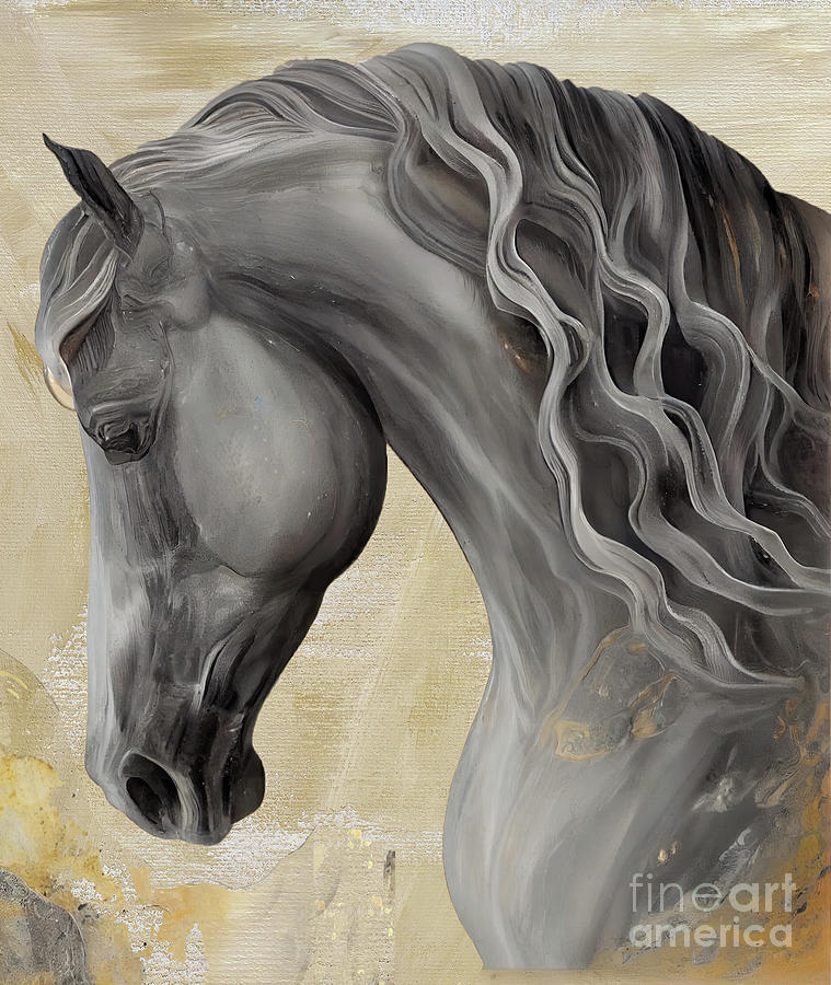 Gray Horse Painting - Checkmate I by Mindy Sommers