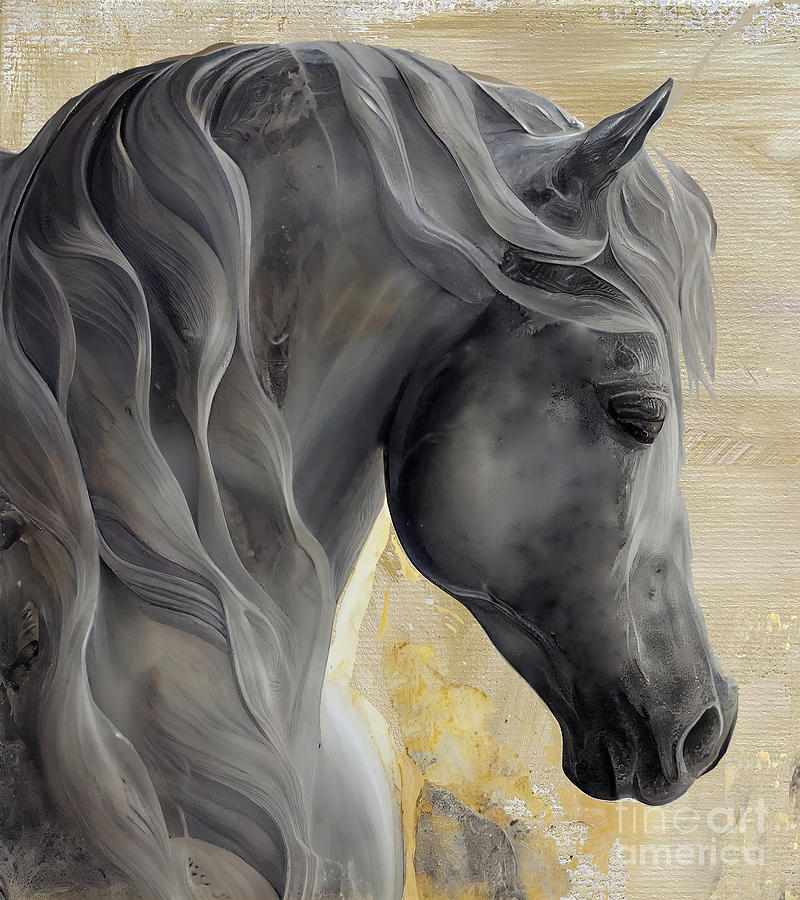 Horse Portrait Painting - Checkmate II by Mindy Sommers
