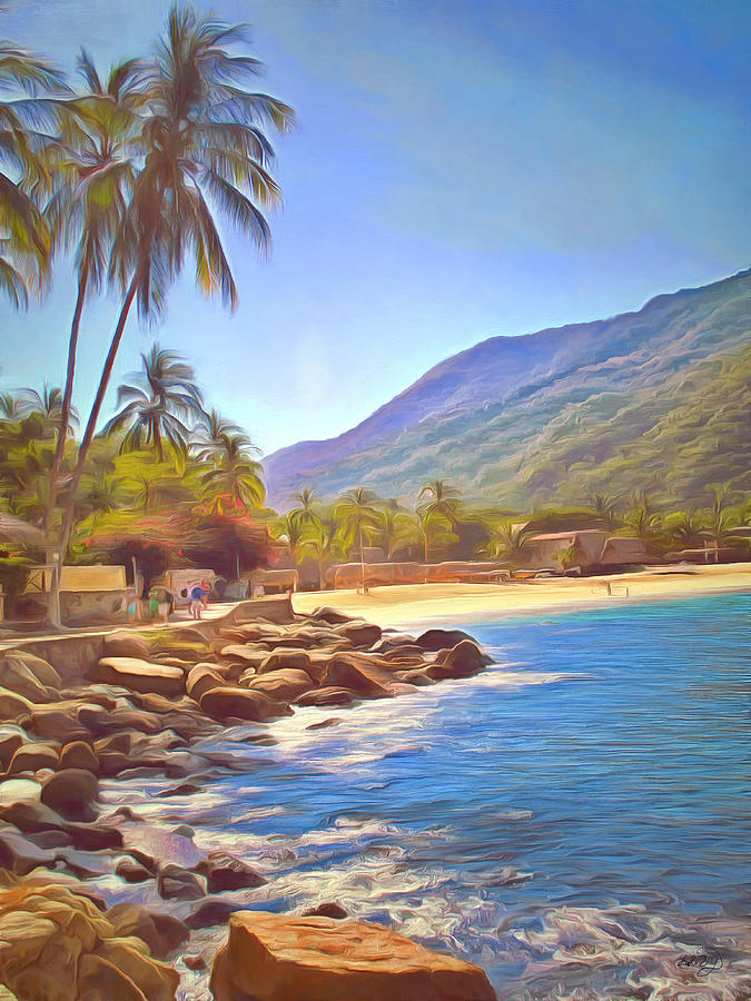 Beach Palm Trees Painting - Yelapa Beach 761 Painting by Lola Villalobos