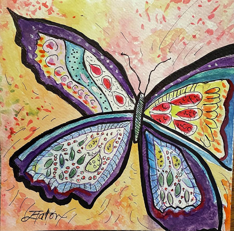Yello Butterfly Painting by Donna Eaton
