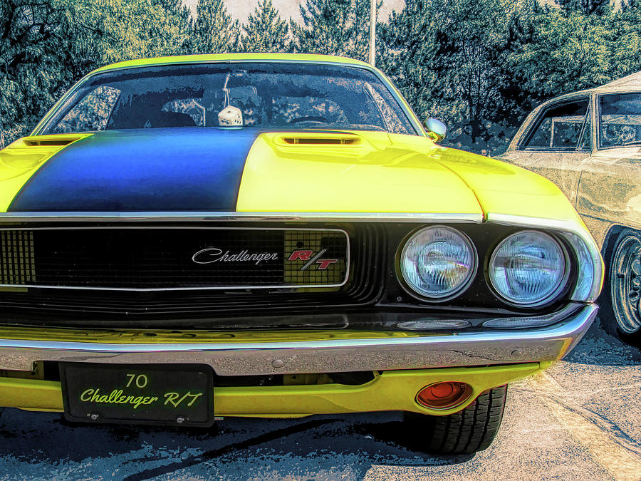 Yellow 1970 Dodge Challenger Grill Photograph by DK Digital