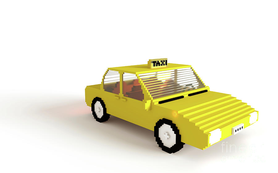 Yellow 3D blocks taxi car Photograph by Benny Marty