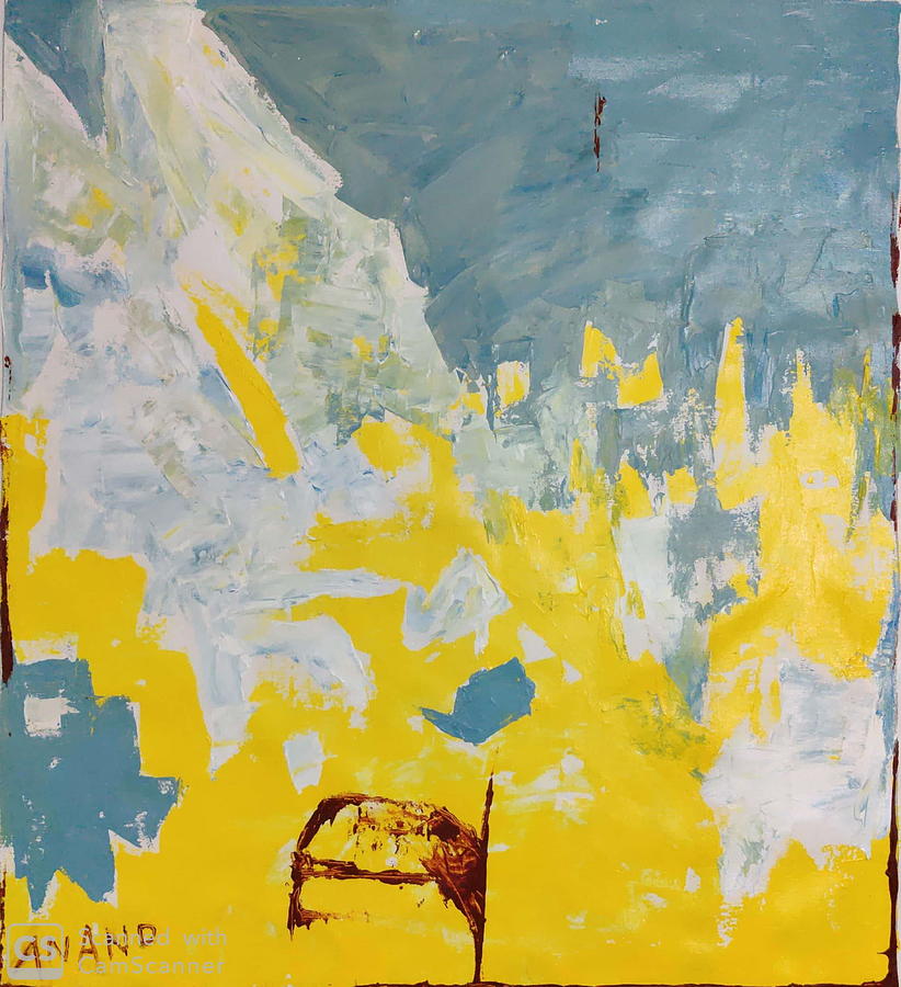 Yellow Abstract Painting by Anand Swaroop Manchiraju