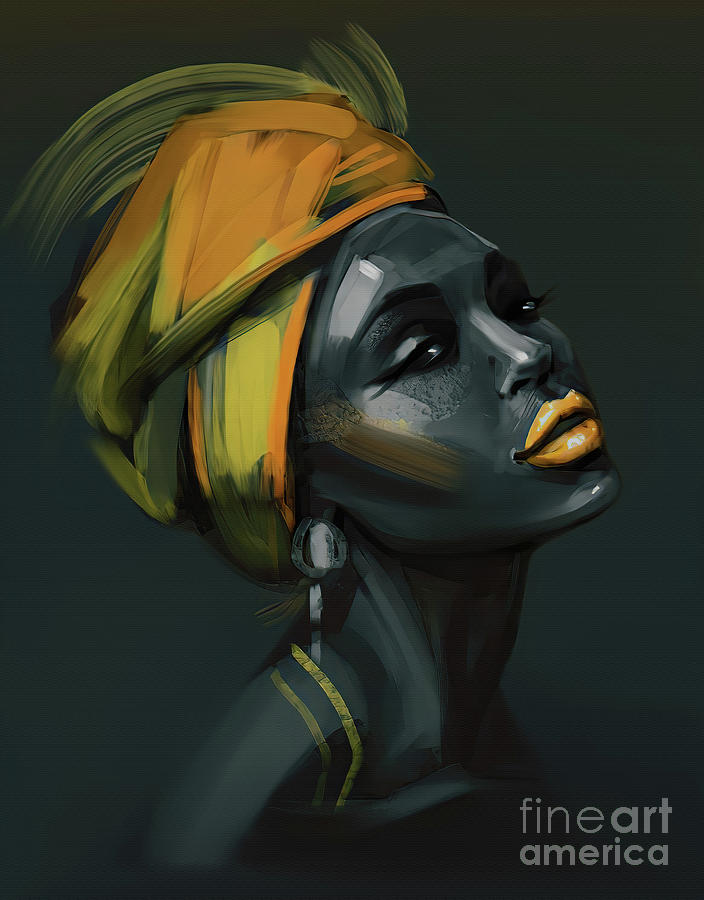 Yellow African lady  Painting by Gull G