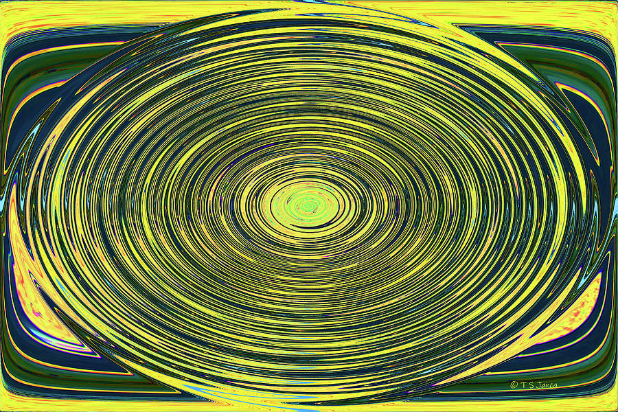 Yellow And Black Circle Abstract Digital Art by Tom Janca