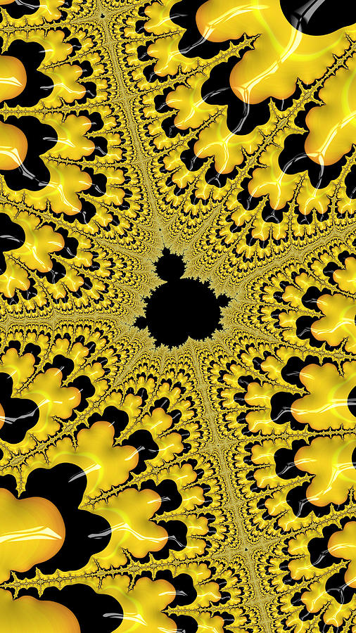 Yellow and Black Mandelbrot Fractal Abstract Digital Art by Shelli Fitzpatrick