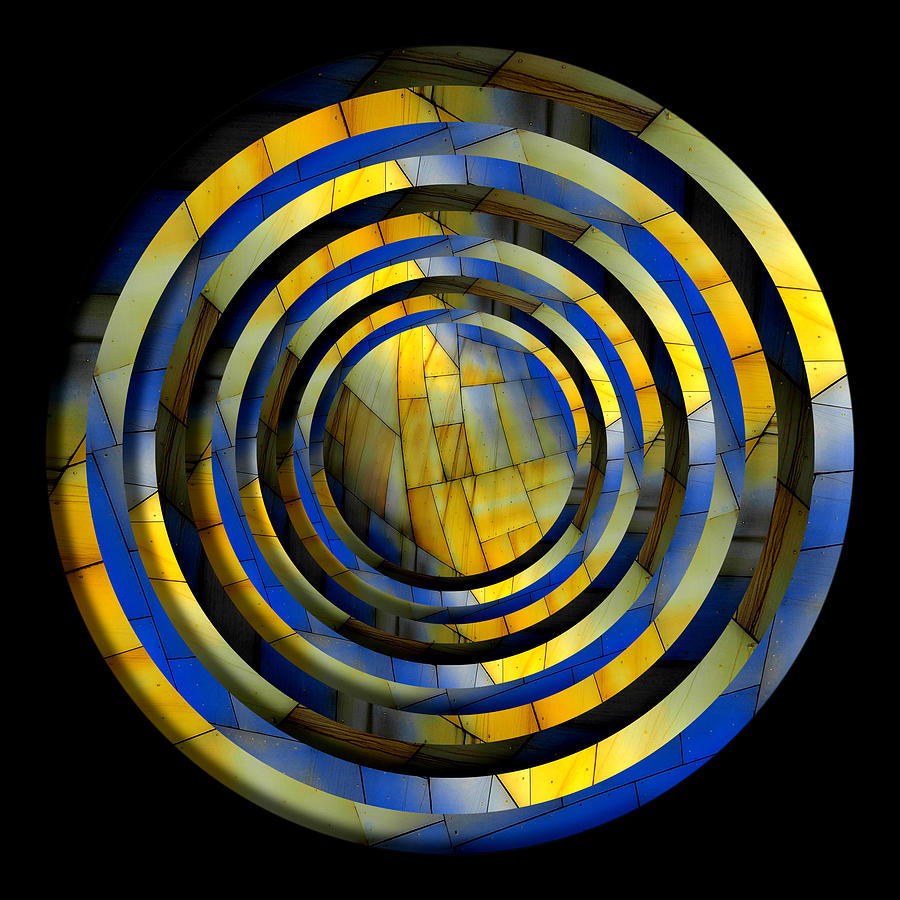 Yellow and Blue Metal Circles Sans Border Digital Art by Pelo Blanco Photo