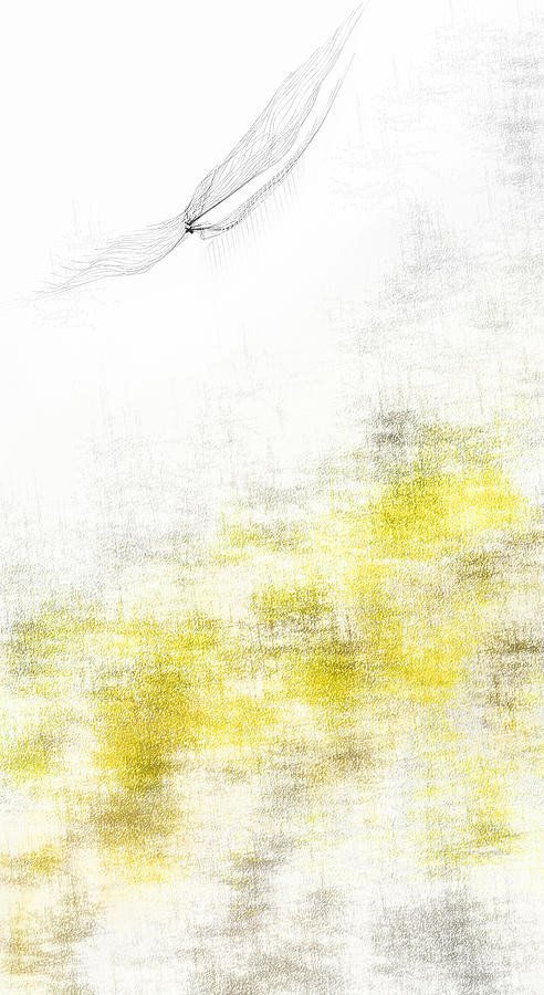 Yellow And Gray Art - In Flight Painting by Lourry Legarde