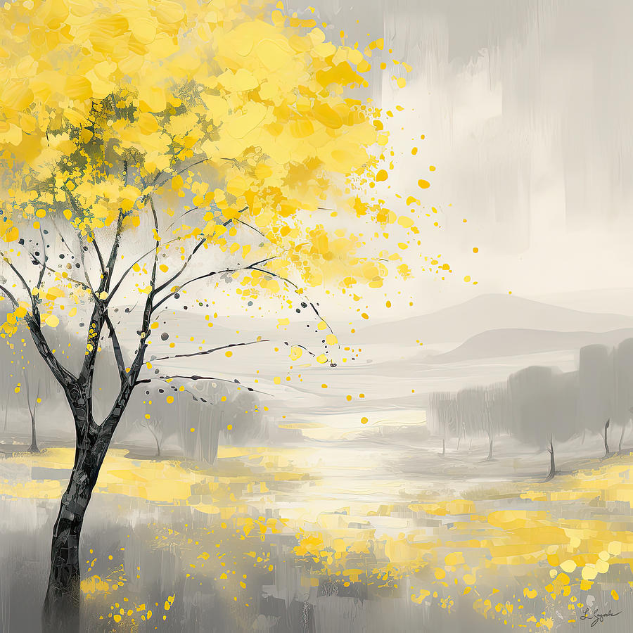 Yellow Digital Art - Yellow and Gray Beauty by Lourry Legarde