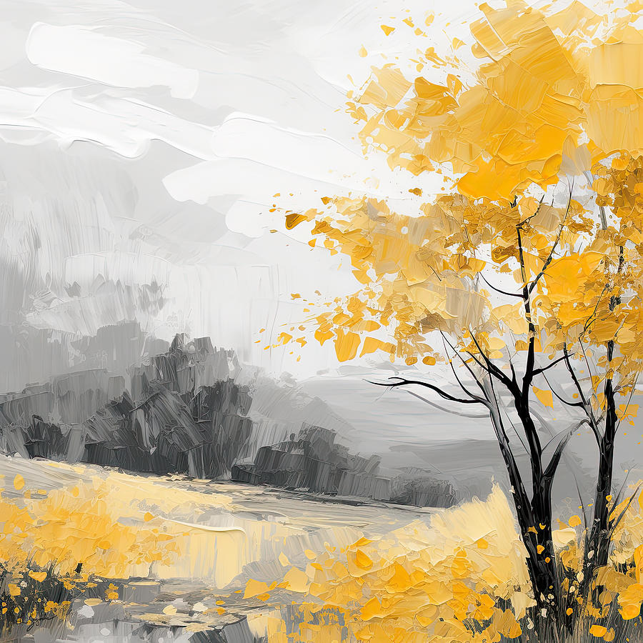 Yellow Digital Art - Yellow and Gray Journey by Lourry Legarde