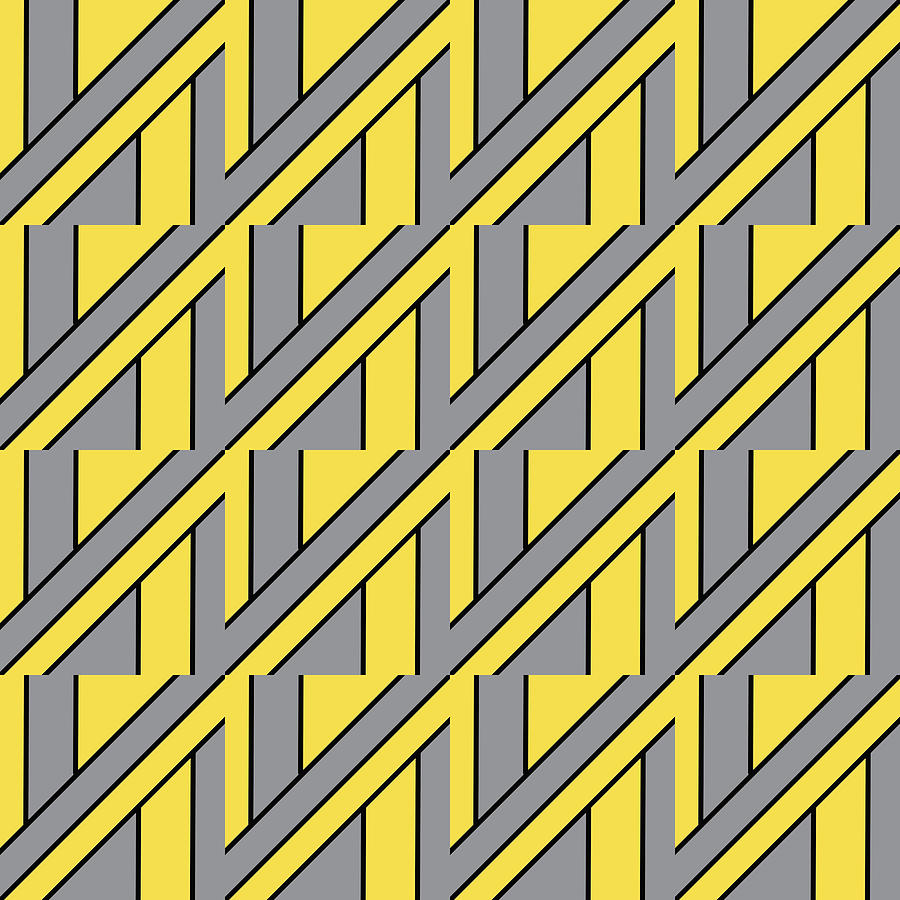 Yellow and Gray Lined Pattern with Rows Digital Art by Ali Baucom