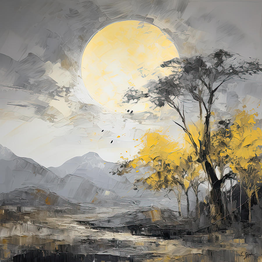 Yellow And Gray - Modern Impressionist Landscape Color Palette Painting