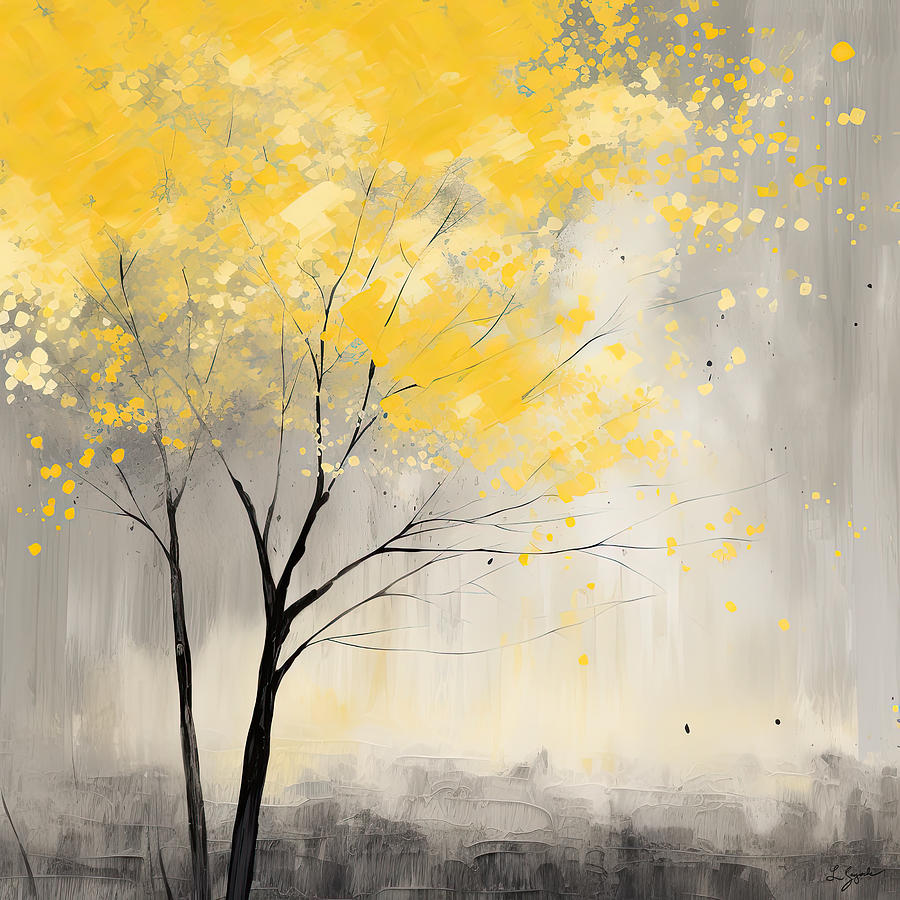 Yellow Digital Art - Yellow and Gray Serenity by Lourry Legarde