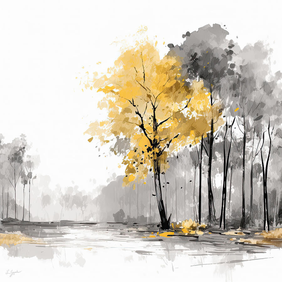 Yellow Painting - Yellow And Gray Stripes Art by Lourry Legarde