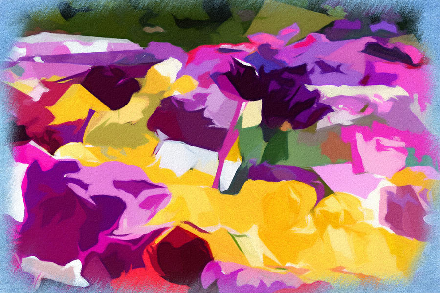 Yellow and Pink Abstract Flowers Digital Art by Judi Hall
