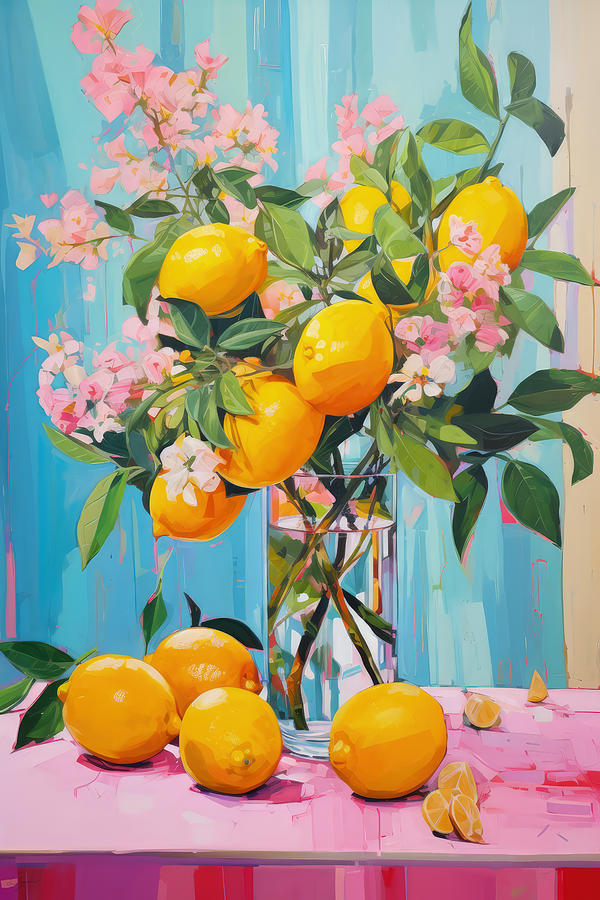 Yellow and Pink Bouquet Painting by Lourry Legarde