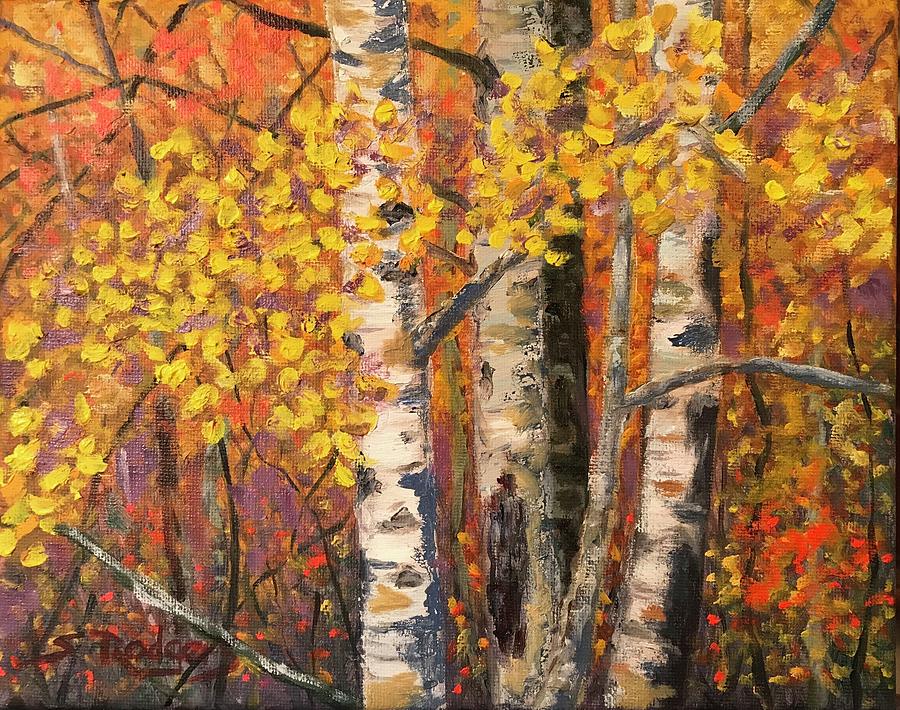 Yellow Aspens Painting by Sherrell Rodgers