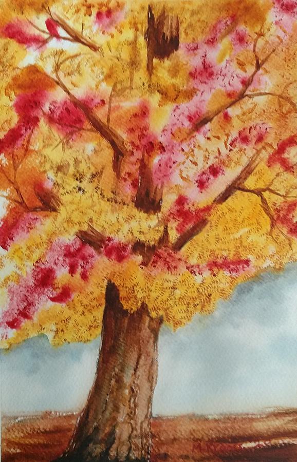 Fall Painting - Yellow Autumn tree by Michael Krooss