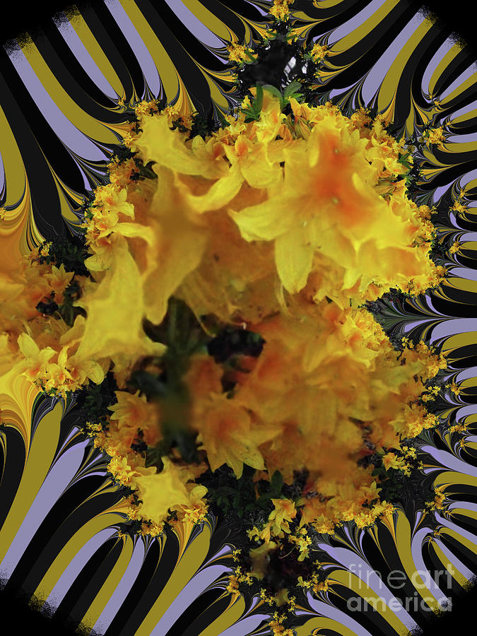 Yellow Azalea Abyss Clamp Depth 6 Fractal Digital Art by Charles Robinson