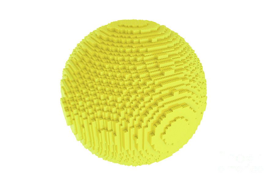 Yellow Ball Isolated Of Construction Bricks Photograph by Benny Marty