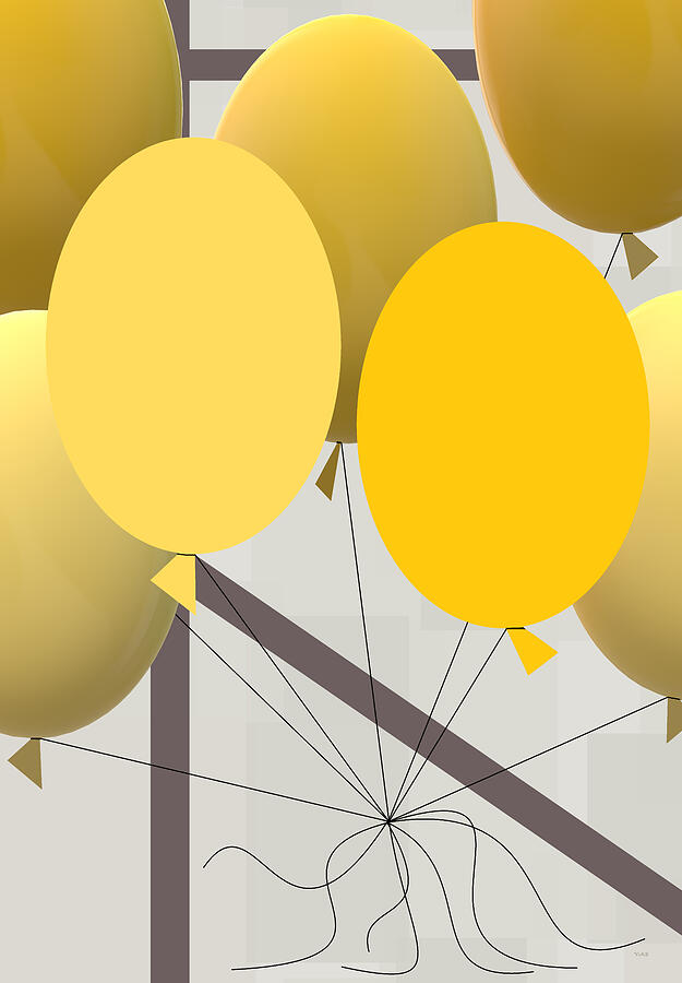 Yellow Balloons Digital Art by Val Arie