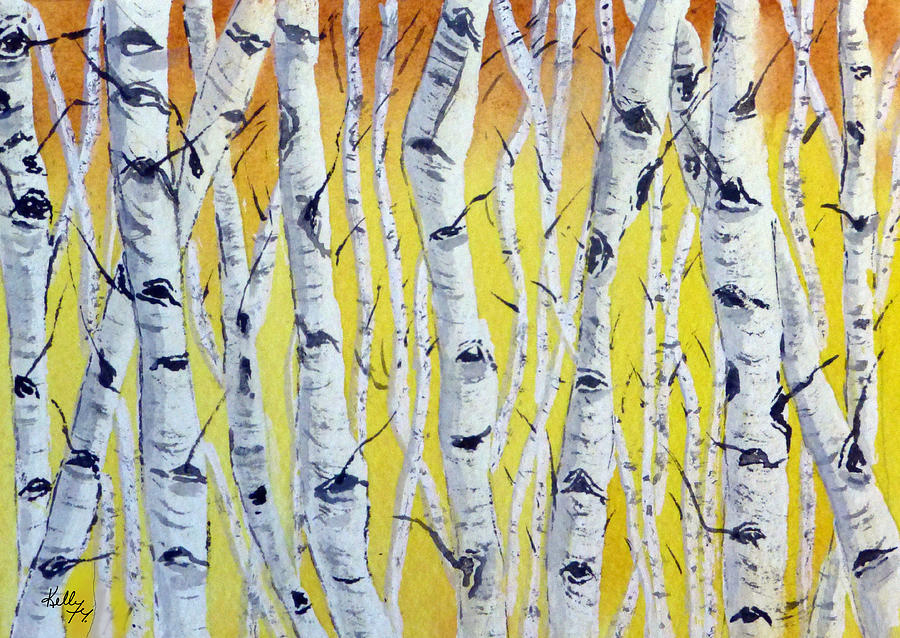 Yellow Birch Painting by Kelly Mills