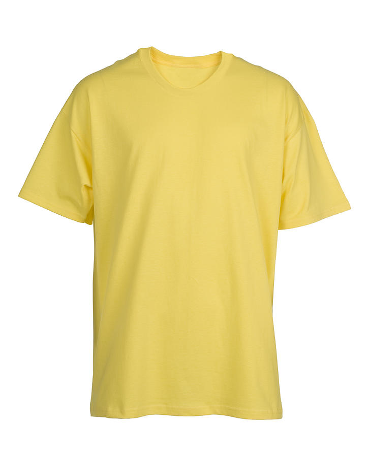 Yellow, blank, t-shirt front-isolated on white Photograph by GaryAlvis