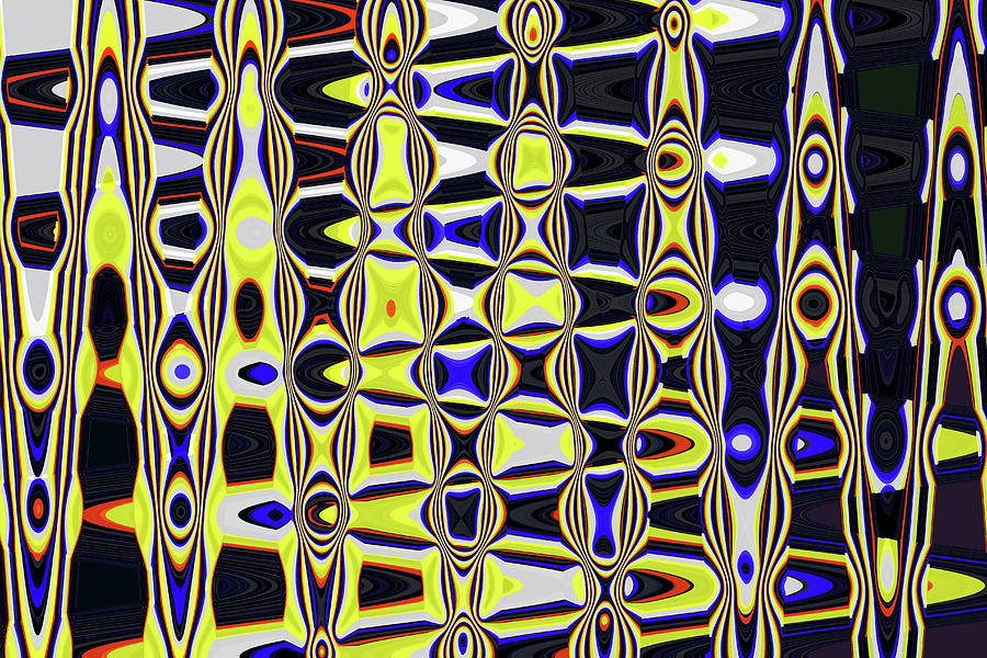 Yellow Blue And Black Abstract # Digital Art by Tom Janca