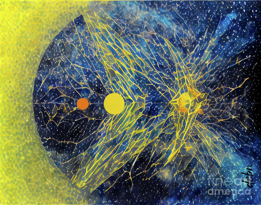 Yellow Blue Cosmos Digital Art by Deb Nakano