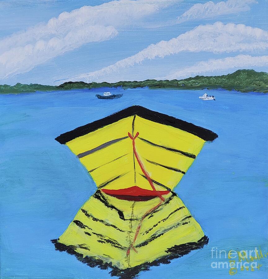Yellow Boat Painting by Elizabeth Mauldin