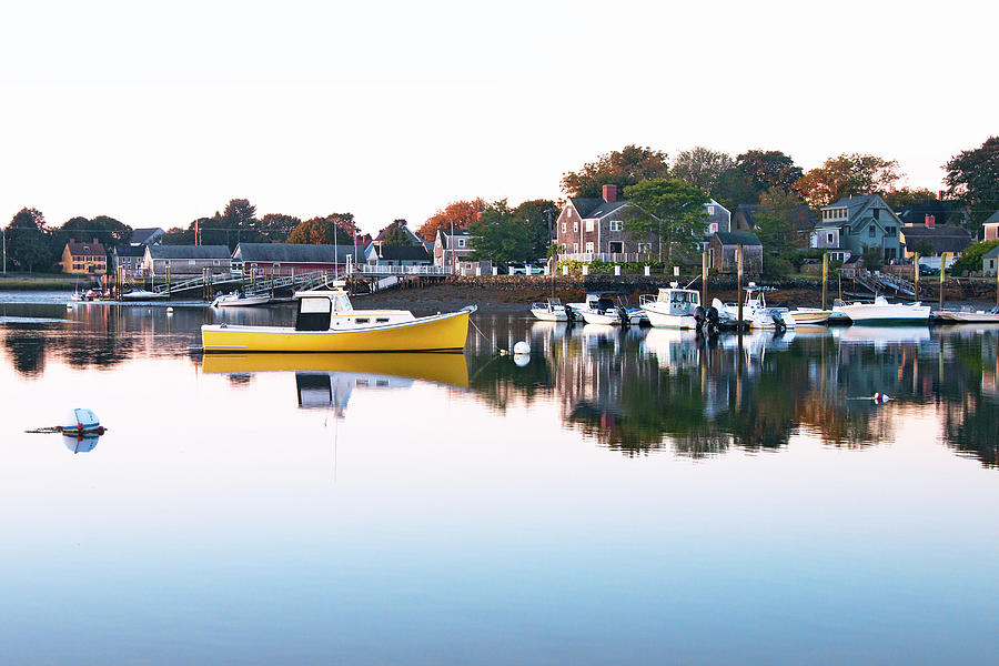 Yellow Boat in the South End - Portsmouth Photograph by Eric Gendron