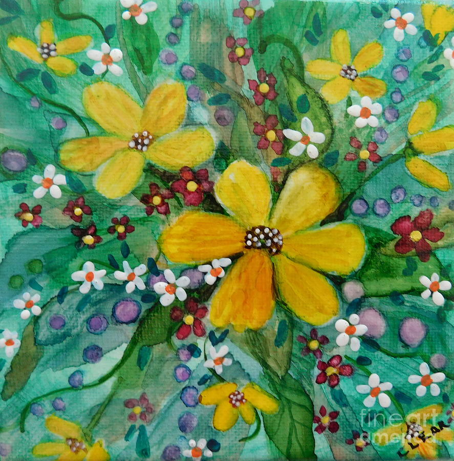Yellow Bouquet Painting by Joan Clear