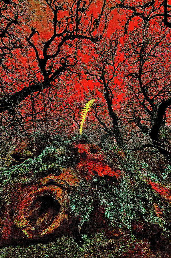 Yellow Branch Of A Fern. Digital Art