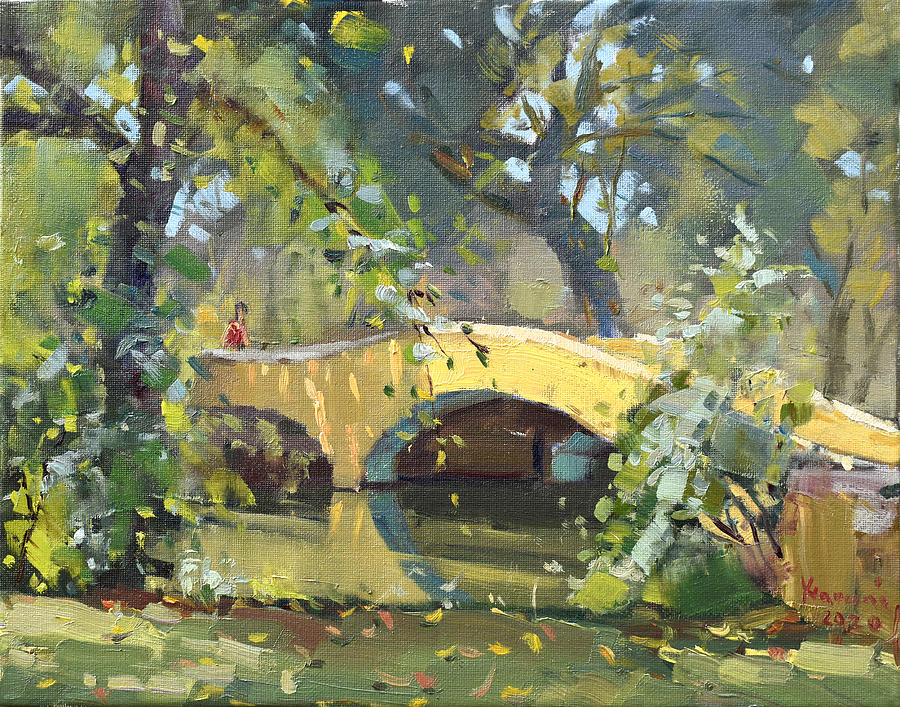 Hyde Park Painting - Yellow Bridge at Hyde Park by Ylli Haruni